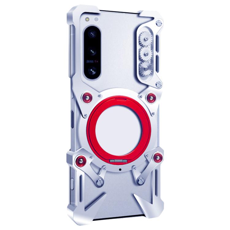For Sony Xperia 10 IV Rotating Bracket Hollow Metal Phone Case with Lanyard