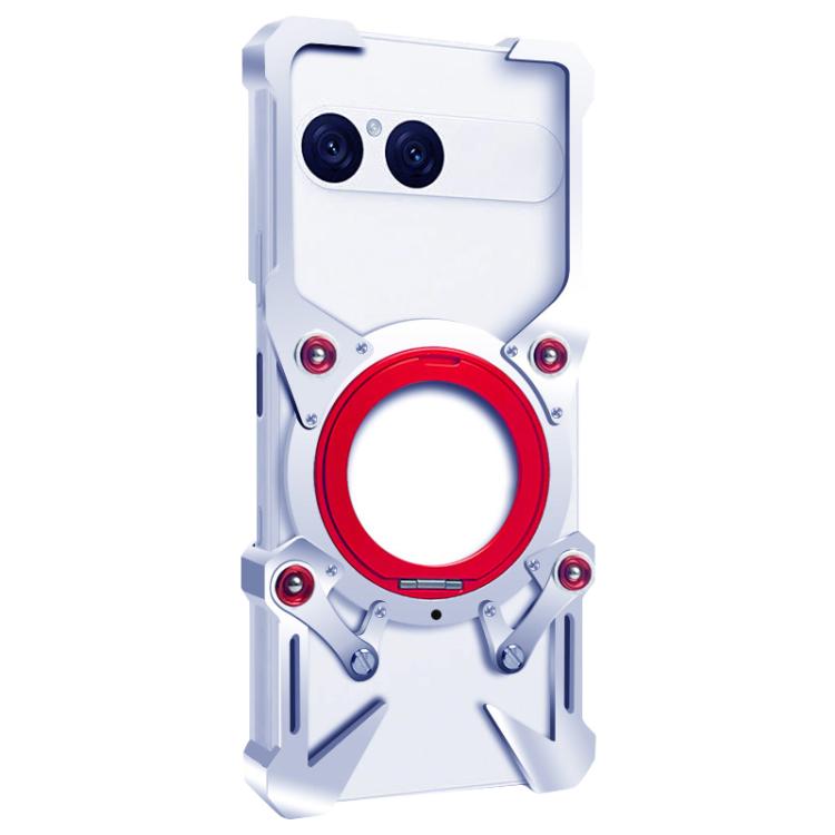 For Sony Xperia 10 VII Rotating Bracket Hollow Metal Phone Case with Lanyard