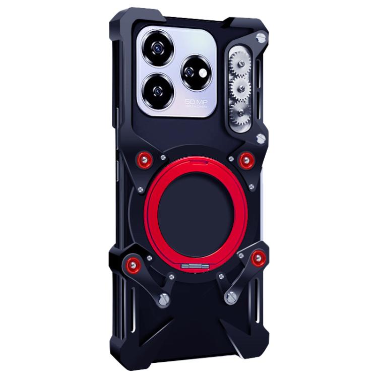 For ZTE Axon 60 Rotating Bracket Hollow Metal Phone Case with Lanyard