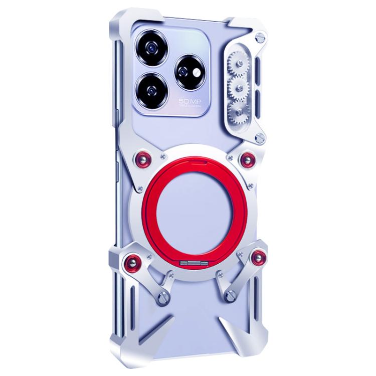 For ZTE Axon 60 Rotating Bracket Hollow Metal Phone Case with Lanyard