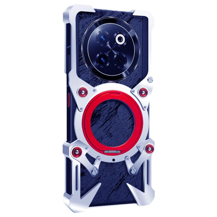 For ZTE Axon 60 Ultra Rotating Bracket Hollow Metal Phone Case with Lanyard