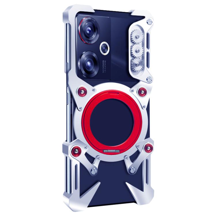 For ZTE nubia Z50 Rotating Bracket Hollow Metal Phone Case with Lanyard