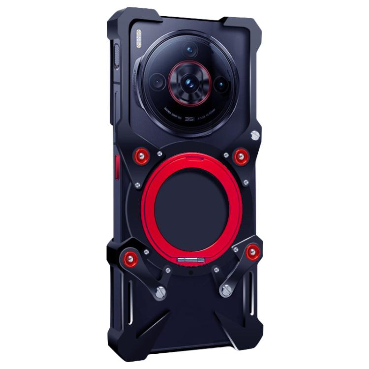 For ZTE nubia Z60S Pro Rotating Bracket Hollow Metal Phone Case with Lanyard