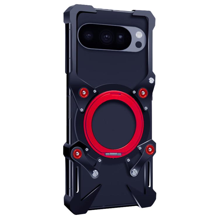 For Google Pixel 10 Pro Rotating Bracket Hollow Metal Phone Case with Lanyard