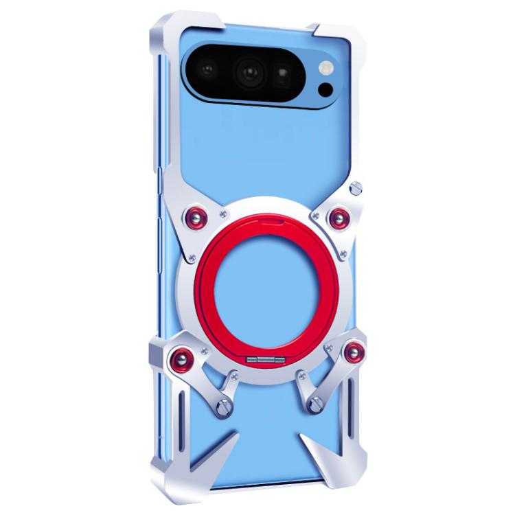 For Google Pixel 10 Pro Rotating Bracket Hollow Metal Phone Case with Lanyard