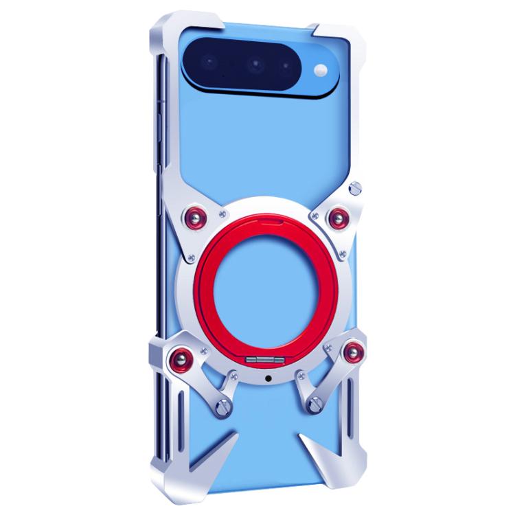 For Google Pixel 10 Rotating Bracket Hollow Metal Phone Case with Lanyard