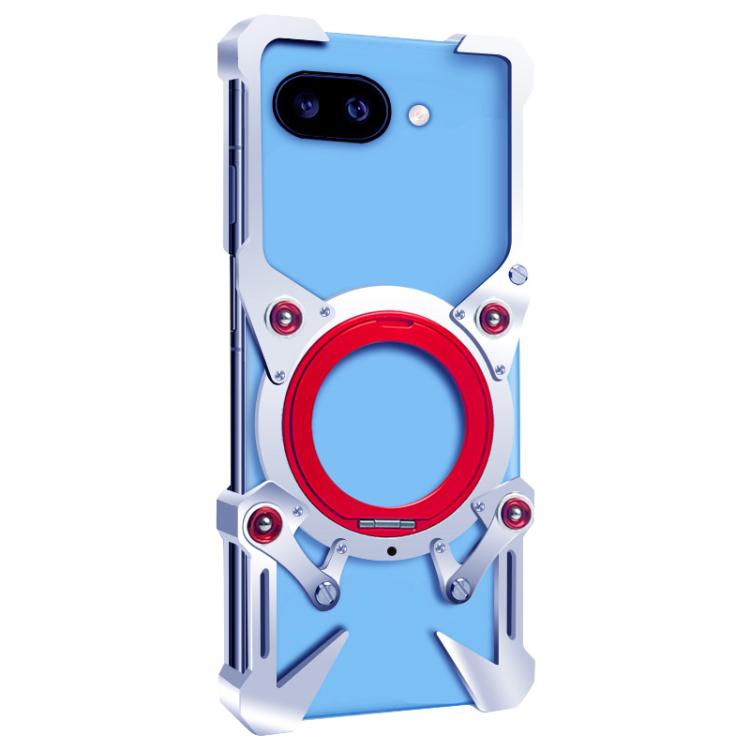 For Google Pixel 9a Rotating Bracket Hollow Metal Phone Case with Lanyard