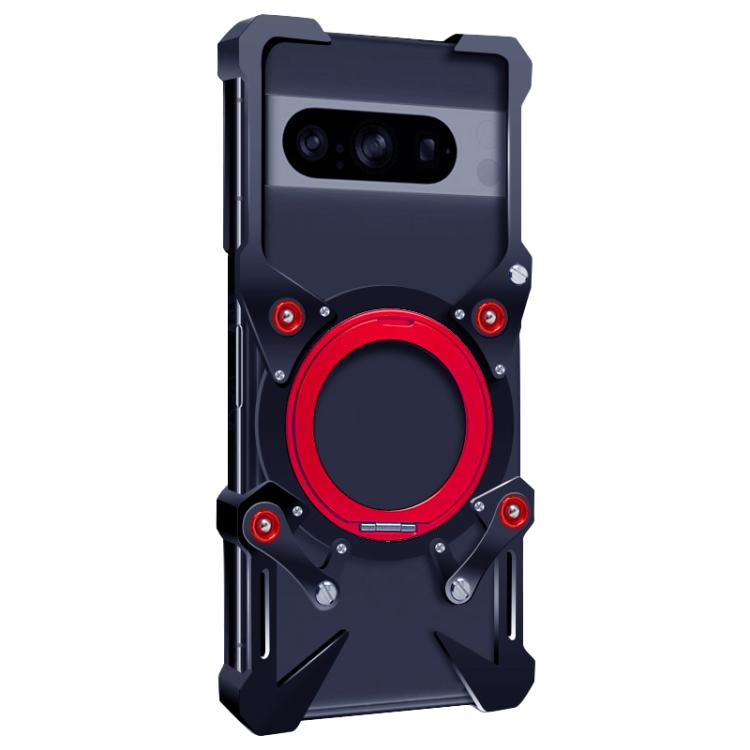 For Google Pixel 8 Pro Rotating Bracket Hollow Metal Phone Case with Lanyard