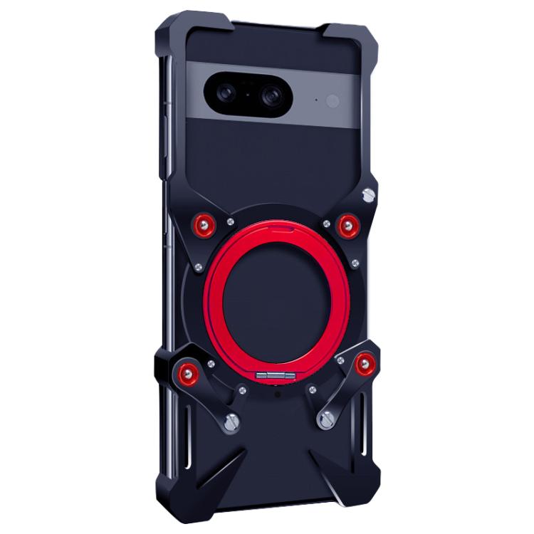 For Google Pixel 8 Rotating Bracket Hollow Metal Phone Case with Lanyard