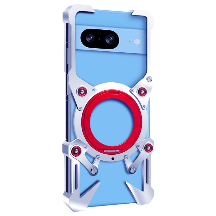 For Google Pixel 8 Rotating Bracket Hollow Metal Phone Case with Lanyard