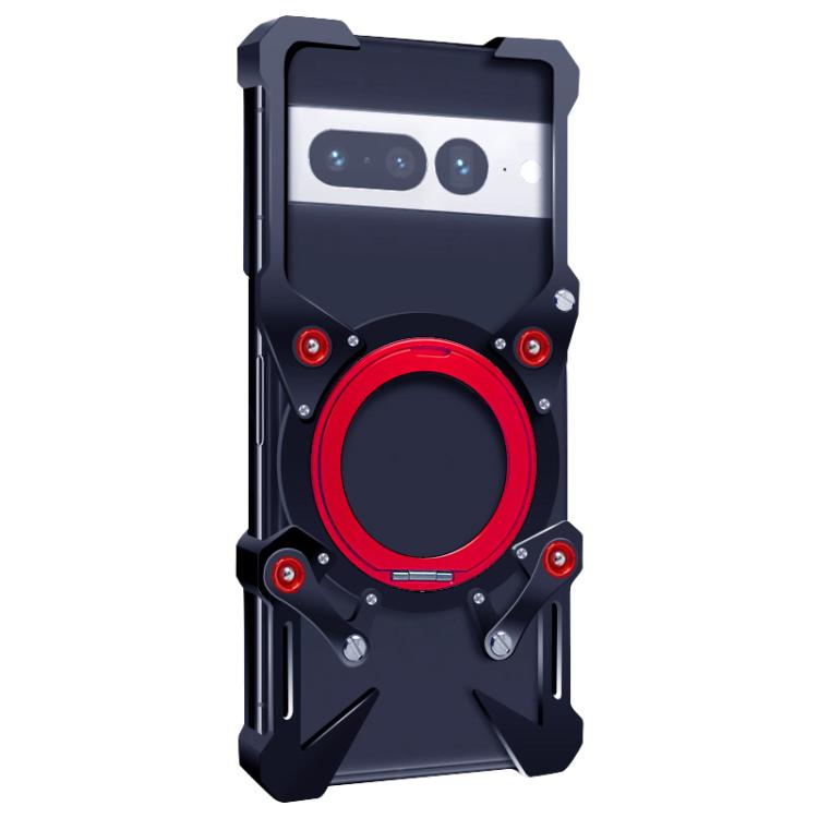 For Google Pixel 7 Pro Rotating Bracket Hollow Metal Phone Case with Lanyard