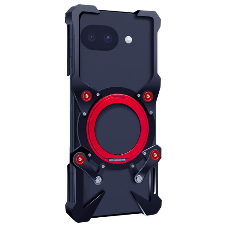 For Google Pixel 10a Rotating Bracket Hollow Metal Phone Case with Lanyard
