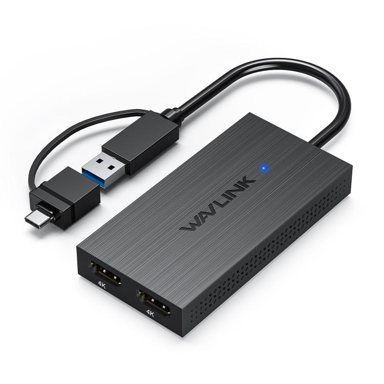 WAVLINK WL-UG6902H USB-A and USB-C / Type-C to Dual HDMI 4K 60Hz Display Adapter - Black