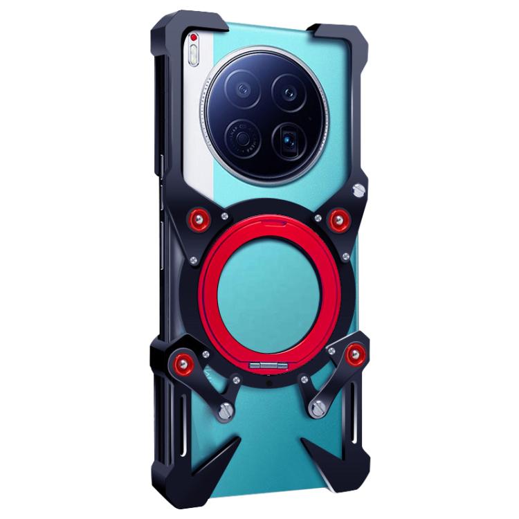 For Tecno Camon 40 Premier Rotating Bracket Hollow Metal Phone Case with Lanyard
