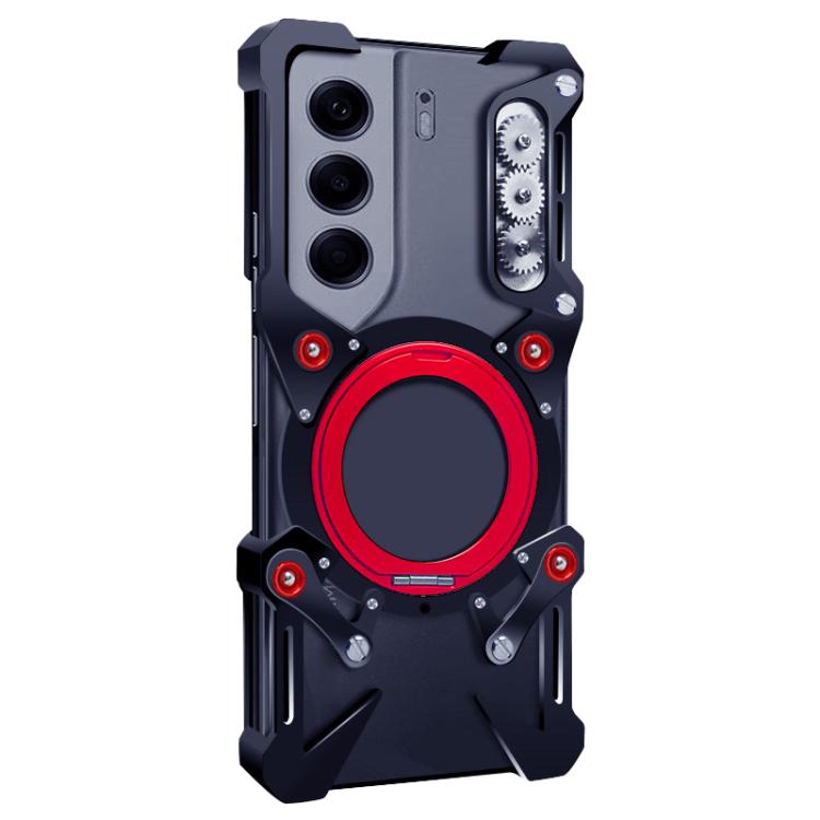 For Tecno Camon 40 Pro 4G / 5G Rotating Bracket Hollow Metal Phone Case with Lanyard
