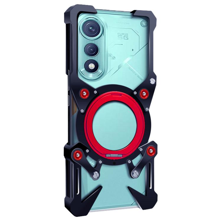 For Tecno Pova Curve Rotating Bracket Hollow Metal Phone Case with Lanyard