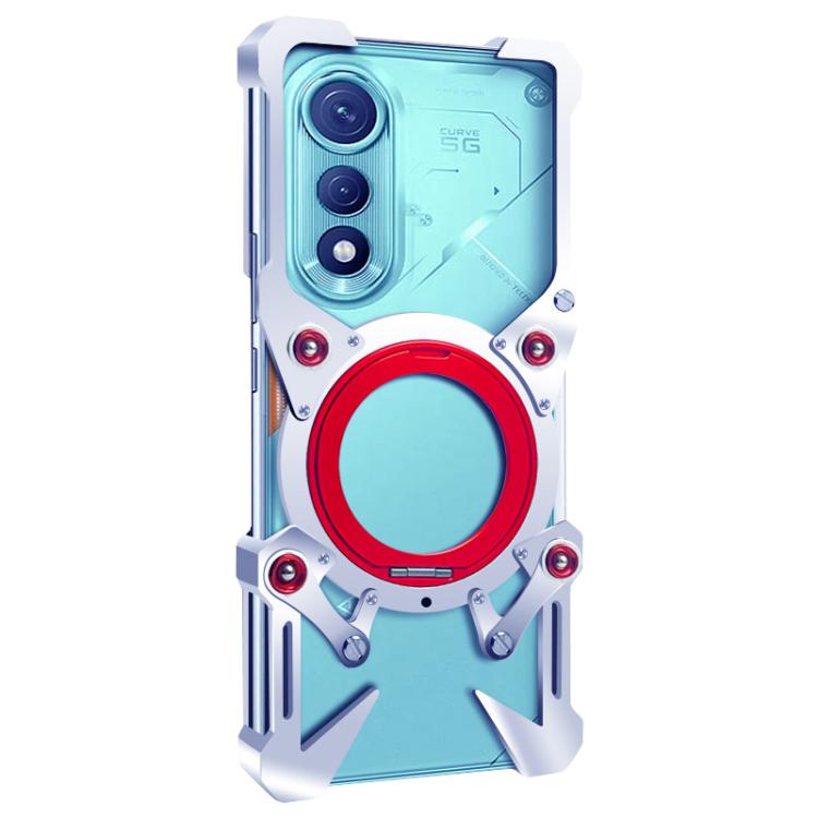 For Tecno Pova Curve Rotating Bracket Hollow Metal Phone Case with Lanyard