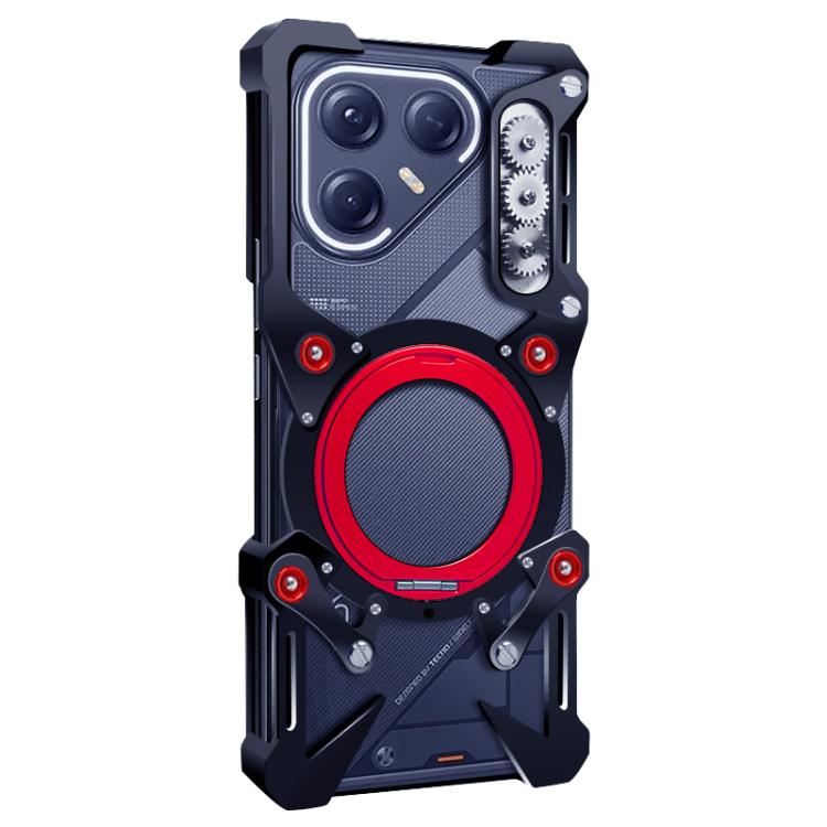 For Tecno Pova 7 Ultra 5G Rotating Bracket Hollow Metal Phone Case with Lanyard