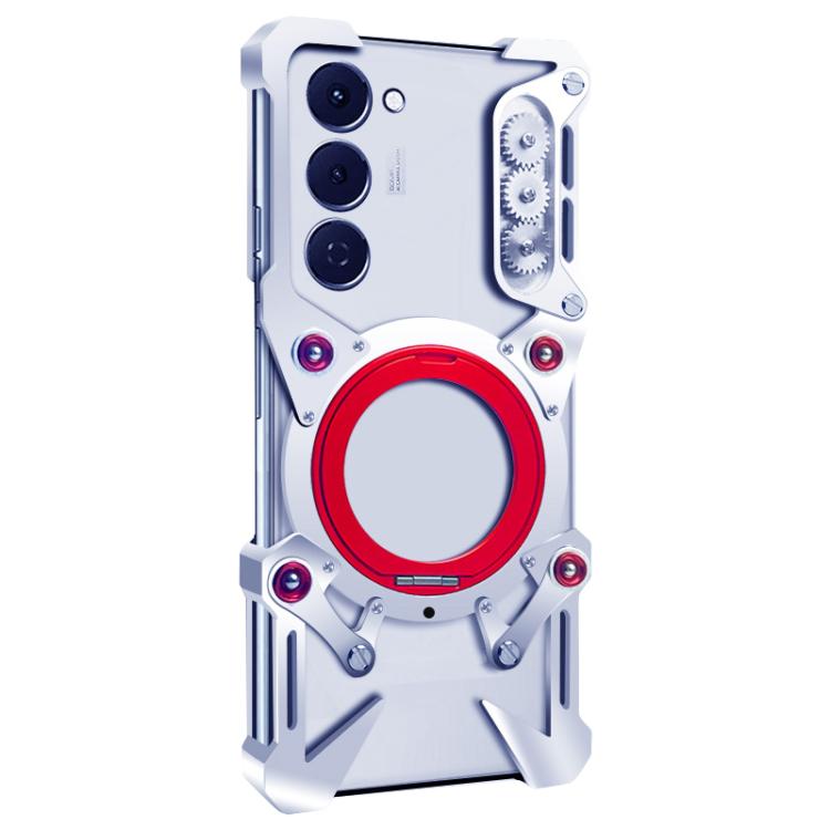 For Tecno Spark 40 Pro 4G Rotating Bracket Hollow Metal Phone Case with Lanyard