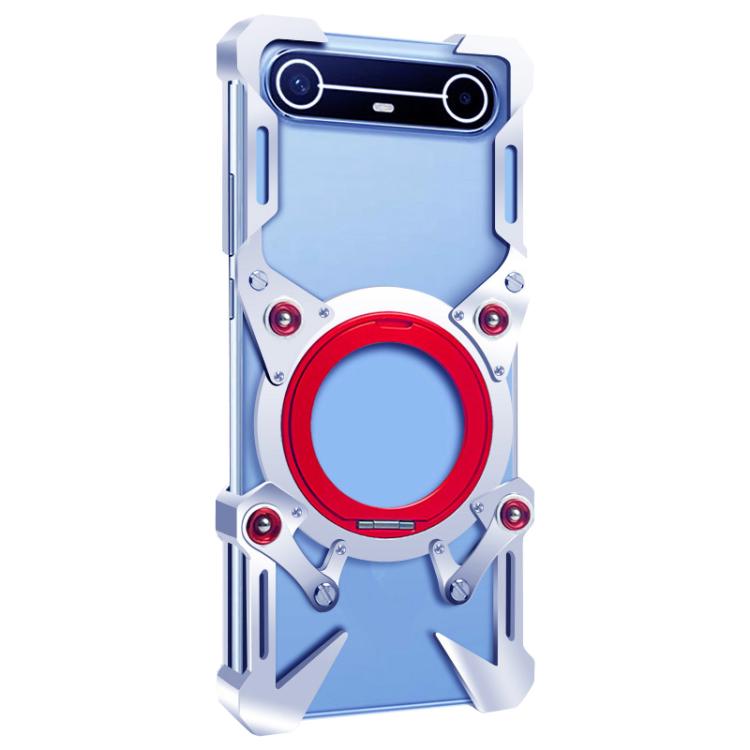 For Tecno Spark Slim Rotating Bracket Hollow Metal Phone Case with Lanyard