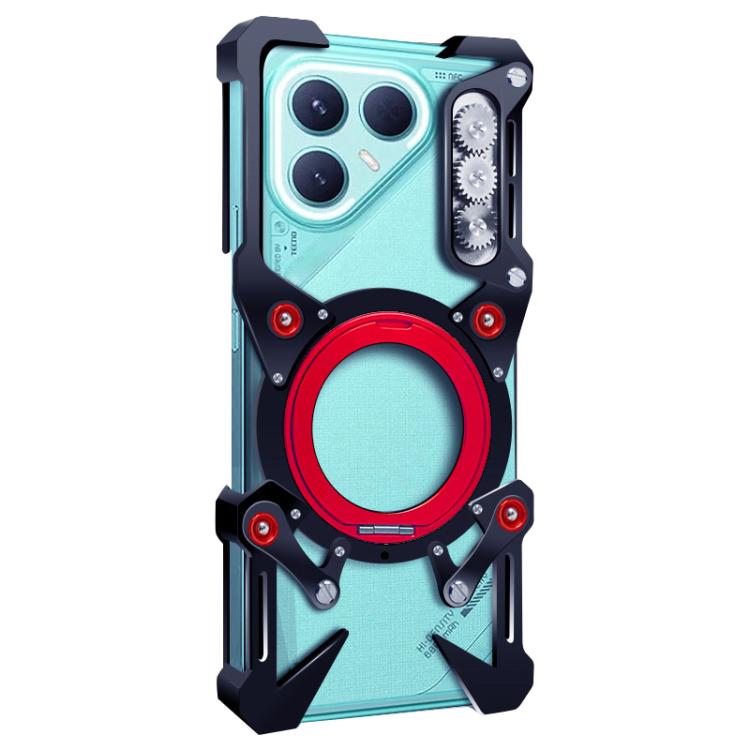 For Tecno Pova 7 Pro 5G Rotating Bracket Hollow Metal Phone Case with Lanyard