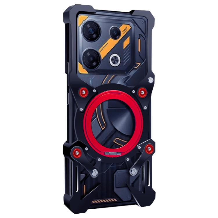 For Infinix GT 10 Pro Rotating Bracket Hollow Metal Phone Case with Lanyard