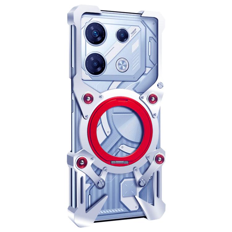 For Infinix GT 10 Pro Rotating Bracket Hollow Metal Phone Case with Lanyard