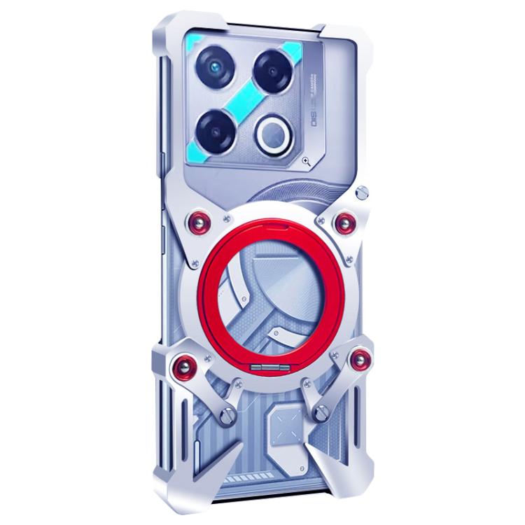 For Infinix GT 20 Pro Rotating Bracket Hollow Metal Phone Case with Lanyard