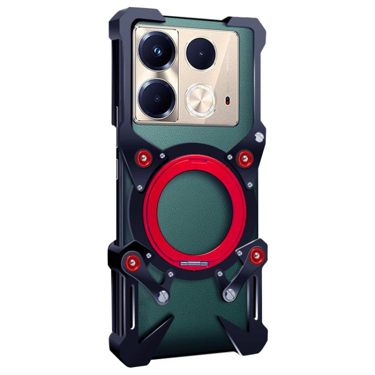 For Infinix Note 40S Rotating Bracket Hollow Metal Phone Case with Lanyard