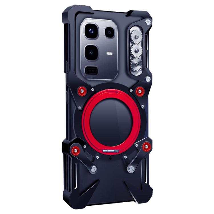 For Infinix Note 50 Pro+ Rotating Bracket Hollow Metal Phone Case with Lanyard