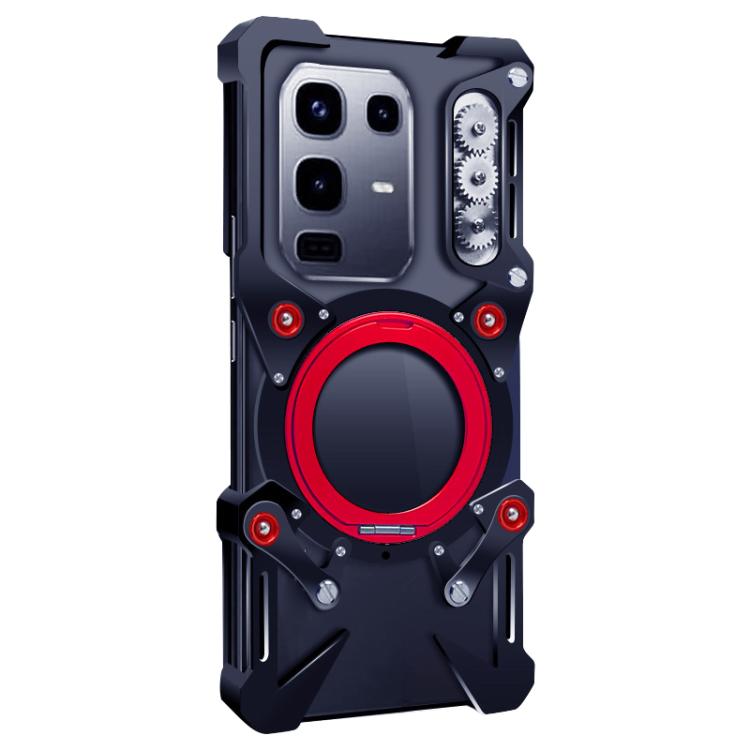 For Infinix Note 50s Rotating Bracket Hollow Metal Phone Case with Lanyard