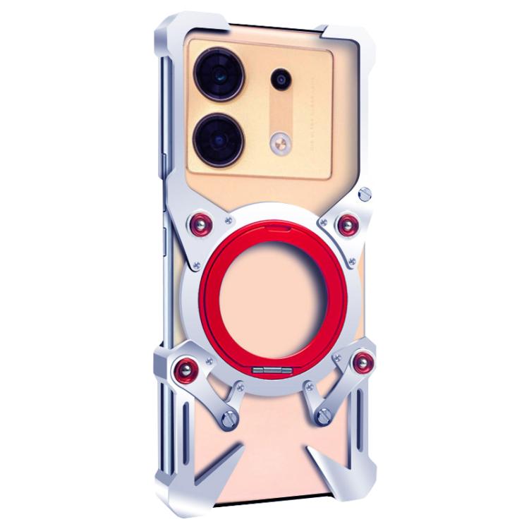 For Infinix Zero 30 5G Rotating Bracket Hollow Metal Phone Case with Lanyard