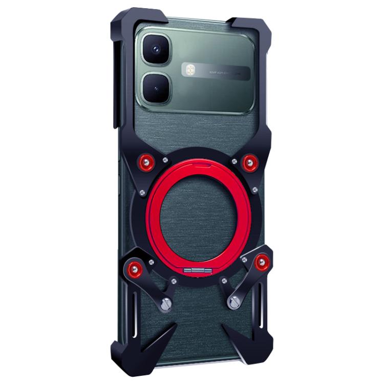 For Infinix Smart 20 4G Rotating Bracket Hollow Metal Phone Case with Lanyard