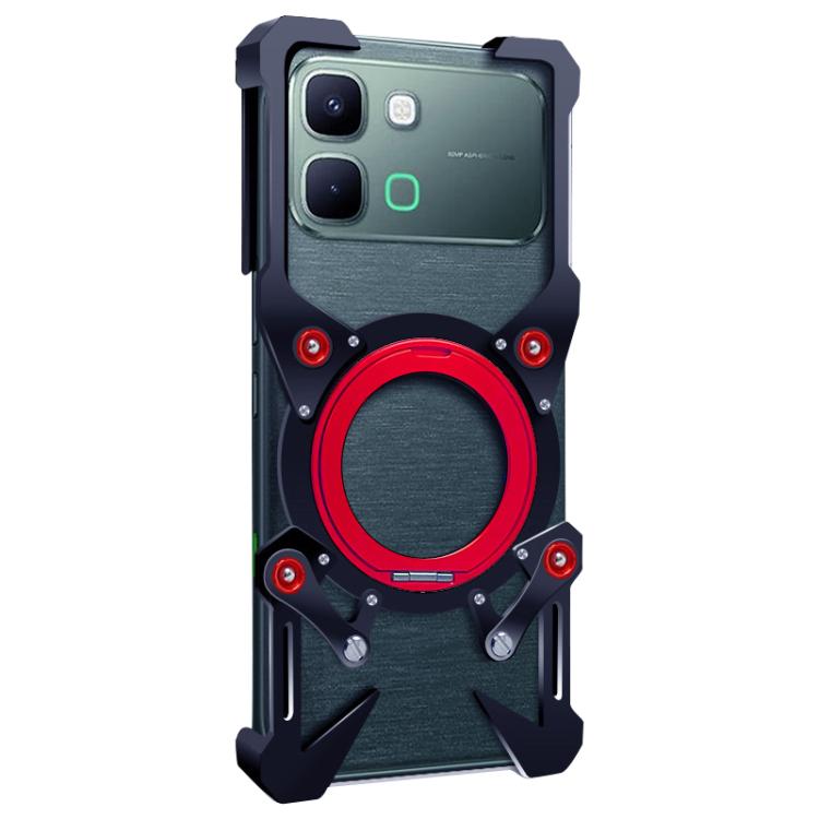 For Infinix Note Edge 5G Rotating Bracket Hollow Metal Phone Case with Lanyard