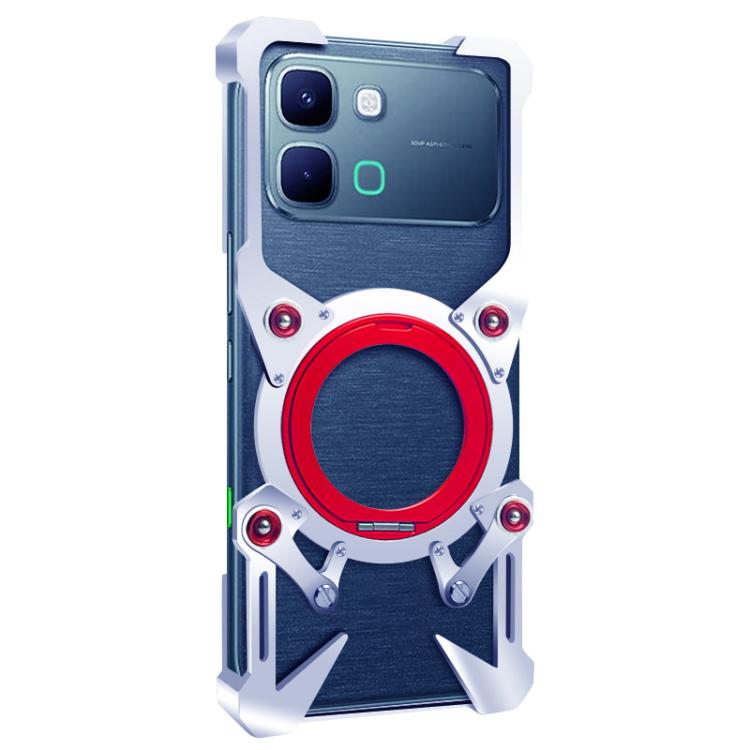 For Infinix Note Edge 5G Rotating Bracket Hollow Metal Phone Case with Lanyard