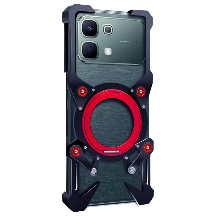 For Infinix Note 60 5G Rotating Bracket Hollow Metal Phone Case with Lanyard