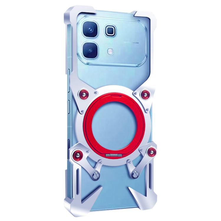 For Infinix Note 60 5G Rotating Bracket Hollow Metal Phone Case with Lanyard