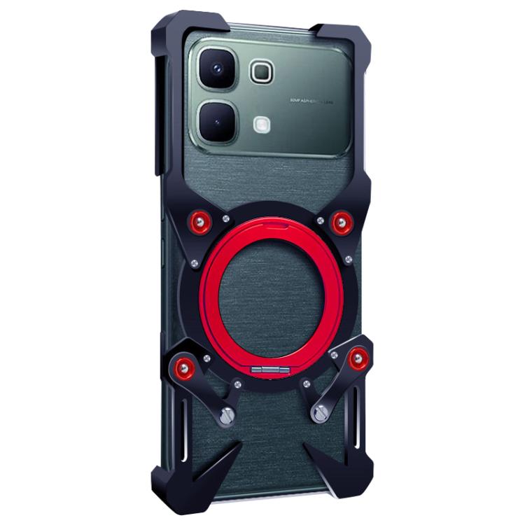 For Infinix Note 60 Pro 5G Rotating Bracket Hollow Metal Phone Case with Lanyard