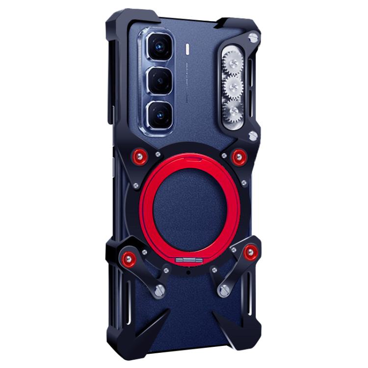 For Infinix Hot 50 Pro+ 4G Rotating Bracket Hollow Metal Phone Case with Lanyard