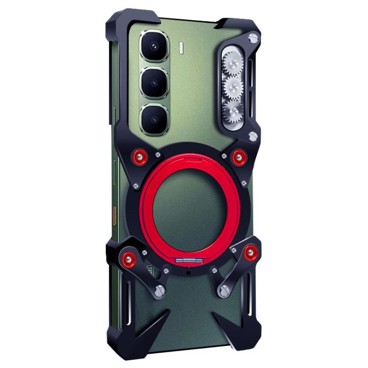 For Infinix Hot 60i 4G Rotating Bracket Hollow Metal Phone Case with Lanyard