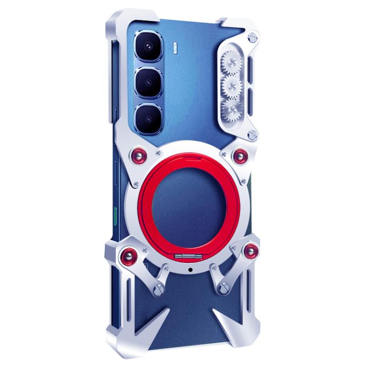 For Infinix Hot 60i 4G Rotating Bracket Hollow Metal Phone Case with Lanyard