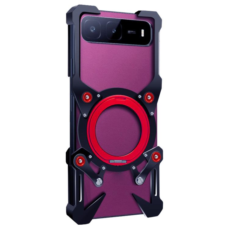 For Infinix Hot 60i 5G Rotating Bracket Hollow Metal Phone Case with Lanyard