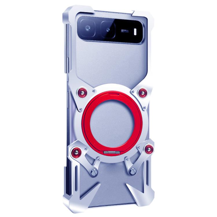 For Infinix Hot 60i 5G Rotating Bracket Hollow Metal Phone Case with Lanyard