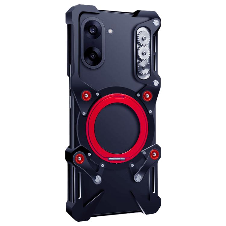 For OnePlus Nord CE5 Rotating Bracket Hollow Metal Phone Case with Lanyard