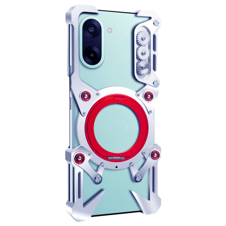 For OnePlus Ace 5 Racing Rotating Bracket Hollow Metal Phone Case with Lanyard