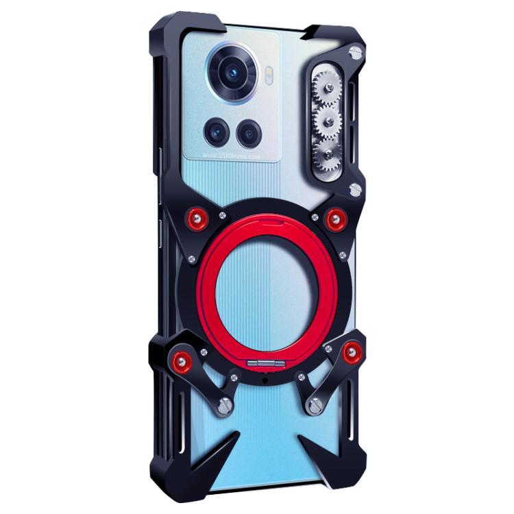 For OnePlus Ace Rotating Bracket Hollow Metal Phone Case with Lanyard