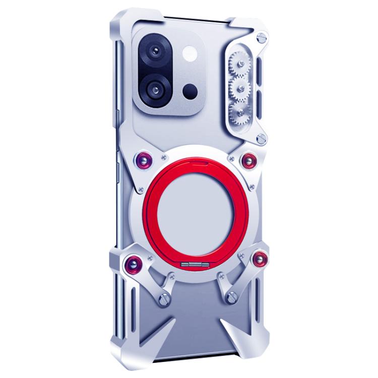 For OnePlus 13T Rotating Bracket Hollow Metal Phone Case with Lanyard
