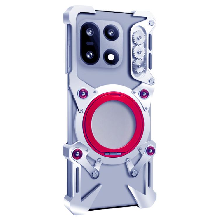 For OnePlus 15 Rotating Bracket Hollow Metal Phone Case with Lanyard
