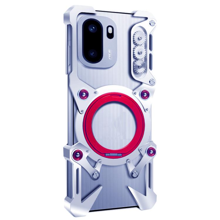 For OnePlus Ace 6 Rotating Bracket Hollow Metal Phone Case with Lanyard