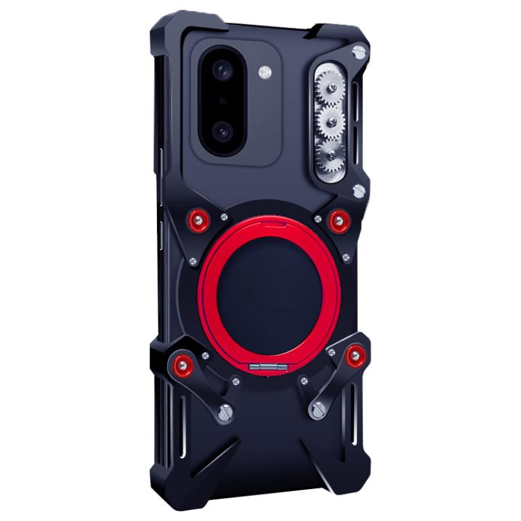 For OnePlus Ace 6T Rotating Bracket Hollow Metal Phone Case with Lanyard